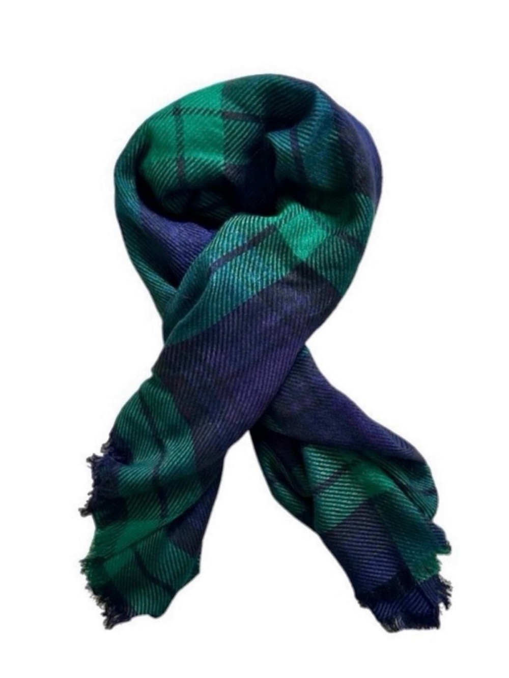 Honey Vintage Green, Navy and Black Plaid Large Square Scarf